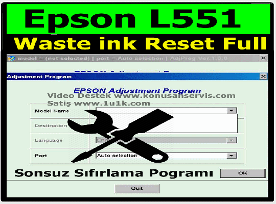 Epson L551 Waste İnk Error Reset Programı